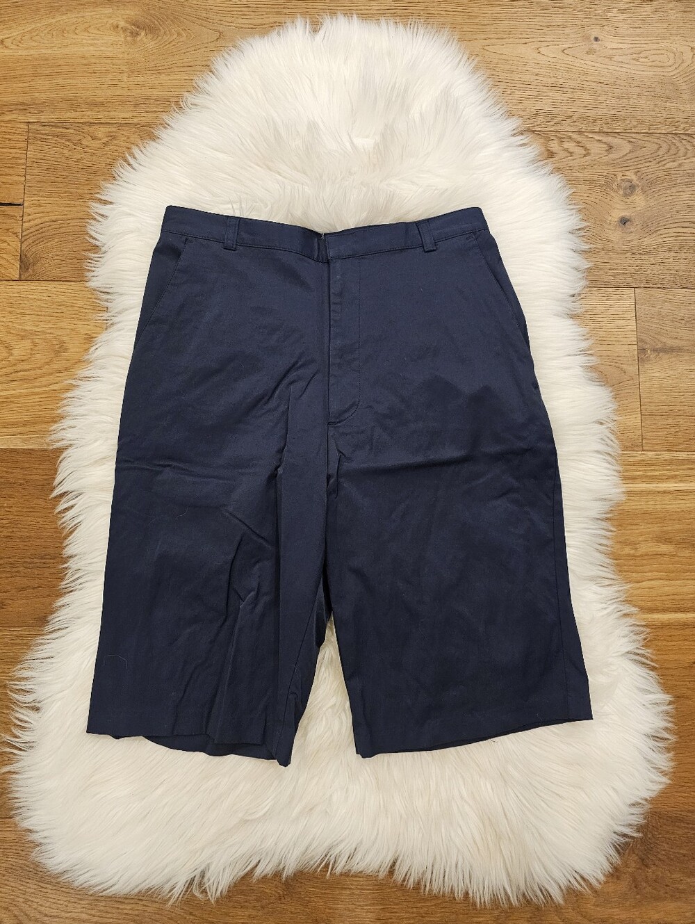 Vintage High Rise Navy Cotton-Blend Shorts